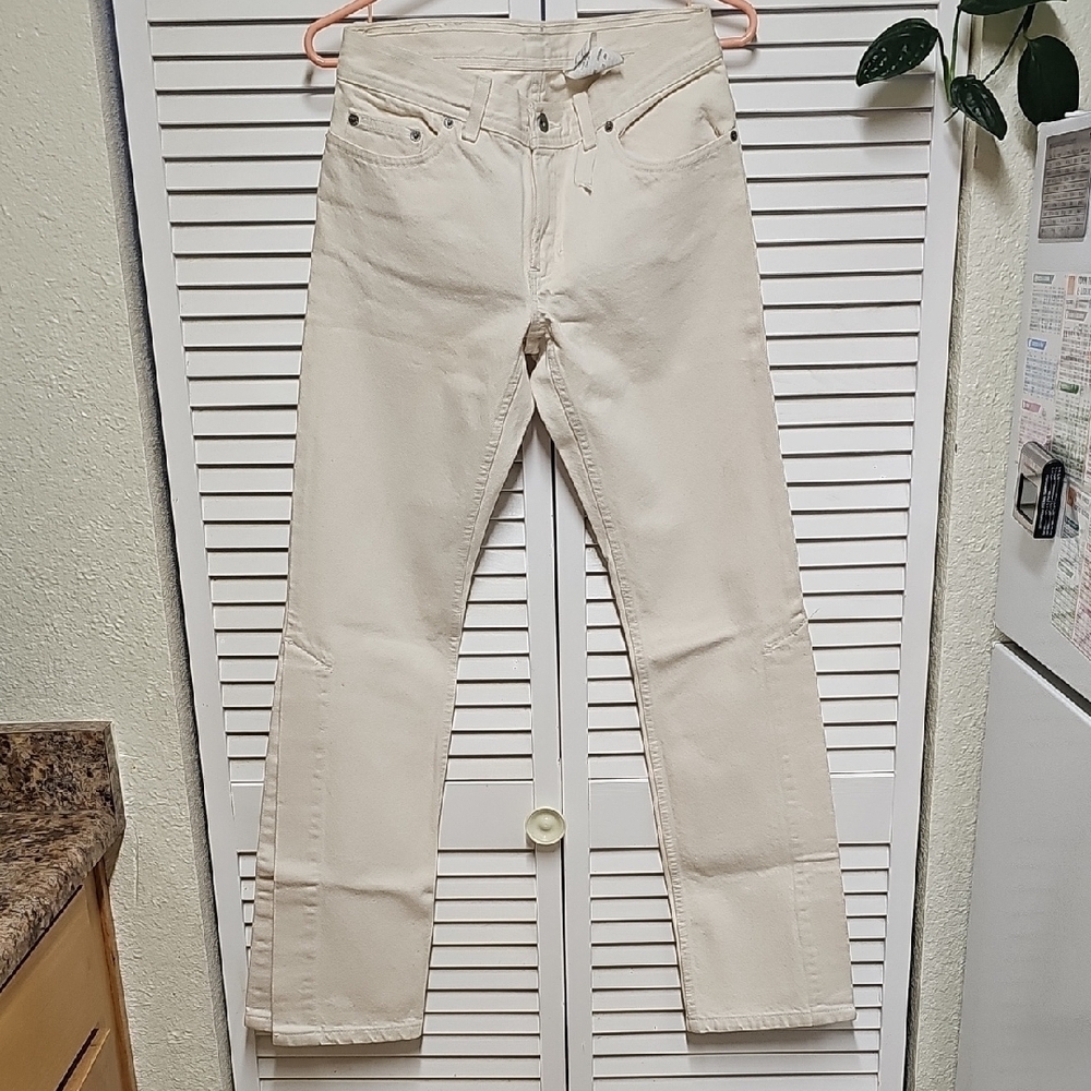 NWOT Vintage DKNY Cream Women's Slim Jeans 100% Cotton Open Calf/Split Leg Sz 6 - Picture 12 of 15